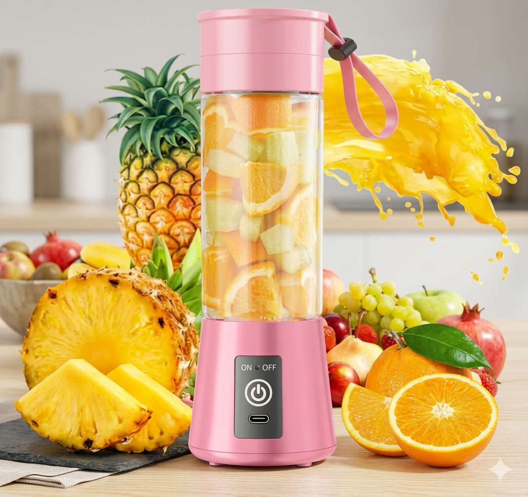 Portable USB Rechargeable Blender Bottle for Smoothies & Juices (6 Blade, Travel Friendly)