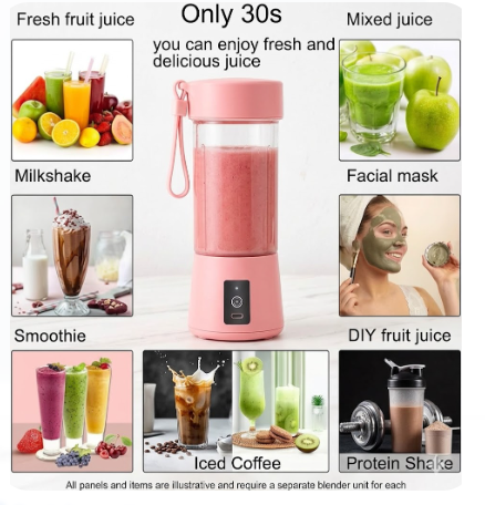 Portable USB Rechargeable Blender Bottle for Smoothies & Juices (6 Blade, Travel Friendly)
